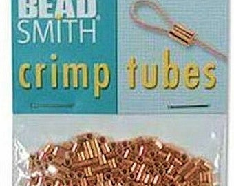 Beadsmith Crimp Bead Tubes, Copper Plated, 2.5x2.5mm (B107-3)