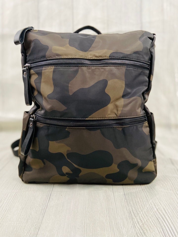Camo Waterproof Women\'s Nylon Backpack with Multiple Pockets for Travel and Scho Black Camo Backpack, Camouflage Grey Gray Men Women Kids  main image 2