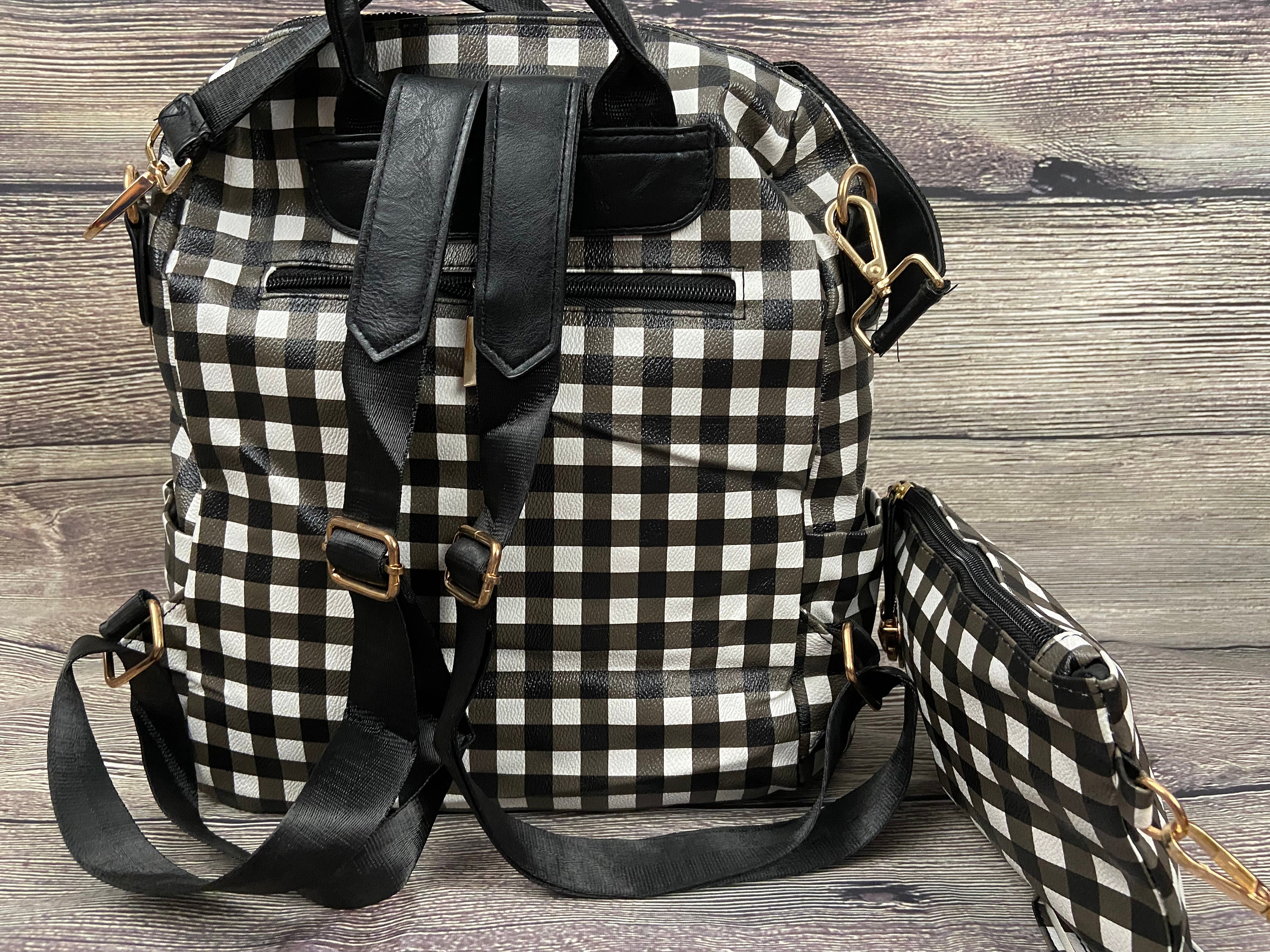 Buffalo Plaid Convertible backpack purse Clueless Y2K Style Handsfree Convertible Mini Backpack Plaid  main image 3
