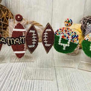 Football Mama Beaded Earrings, Sports Mom, Fall, Sunday Funday, Mother Son, Handmade Earrings, Gift for Mom, Teacher Earrings, Unique, Fun