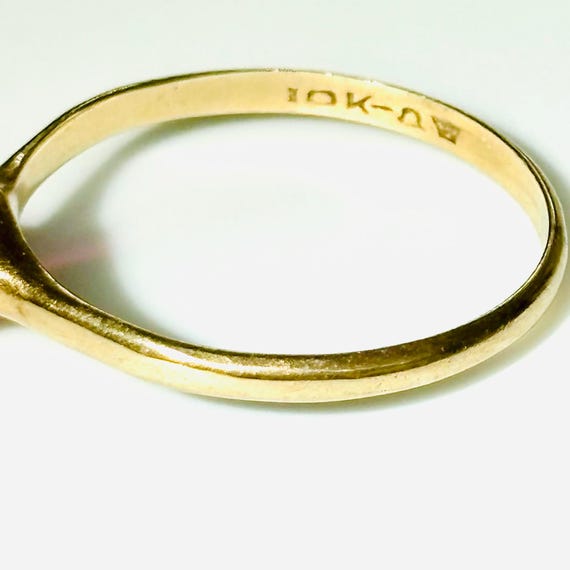 Edwardian 10k Yellow Gold Ruby Solitaire Ring , R… - image 6