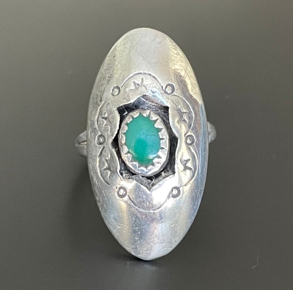 Vintage Native American Sterling Silver and Green… - image 1