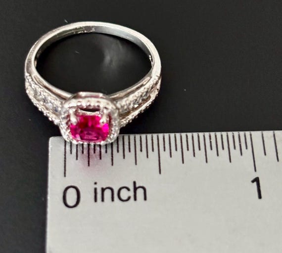 Estate Lab Created Cushion Cut Lab Ruby and Diamo… - image 5