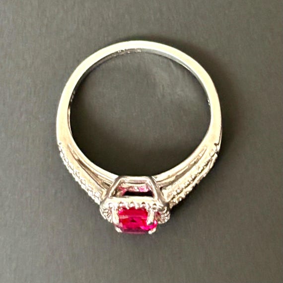 Estate Lab Created Cushion Cut Lab Ruby and Diamo… - image 4