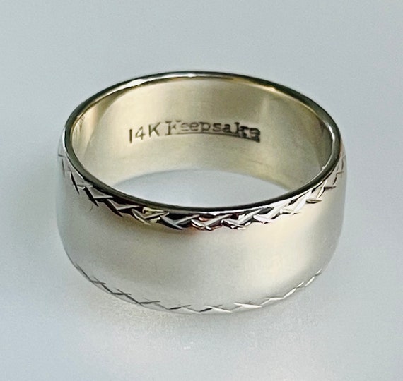 Vintage Keepsake 14k White Gold 8mm Wide Wedding Band With a Millgrain Edge Size 6 6 Grams 14KWG Wedding Ring Etsy UK