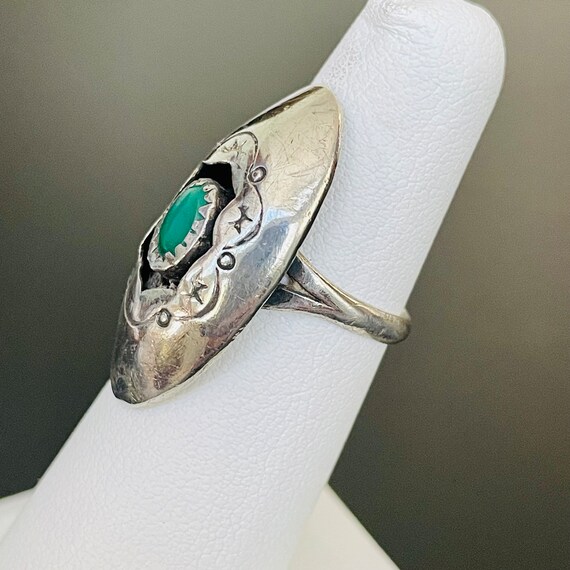 Vintage Native American Sterling Silver and Green… - image 4