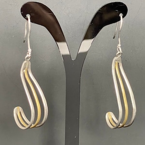 Vintage Taxco Mexico Sterling Silver Long Dangle Drop Earrings Circa 1990s , Two Tone Mexican Silver Jewelry