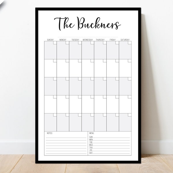 Dry Erase Calendar Etsy