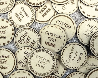 Custom Engraved Wood Tokens: 1.75" Personalized Wooden Coins
