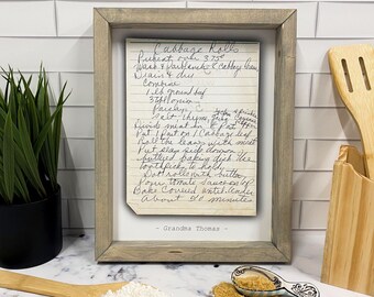 Framed Recipe with Photo  - Printed Handwritten Recipe - Family Kitchen Decor - Grandma’s Recipe Handwriting Gift - Mom Christmas Gifts