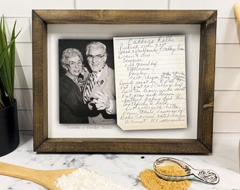 Framed Handwritten Recipe Portrait with Photo - Family Keepsake