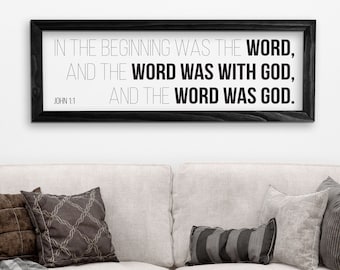 John 1:1 Scripture Wood Frame Sign - Farmhouse Bible Verse