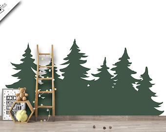 Pine Tree Wall Decal: Treeline Silhouette, Woodland Nursery