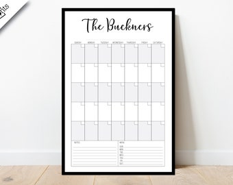 Large Dry Erase Monthly Calendar: Framed Command Center Poster