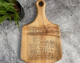 Handmade Recipe Cutting Board – Engraved Handwriting, Personalized Gift