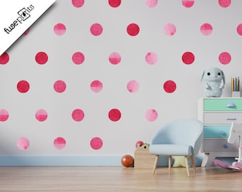 Watercolor Polka Dot Wall Decals: Rose Pink Nursery Decor