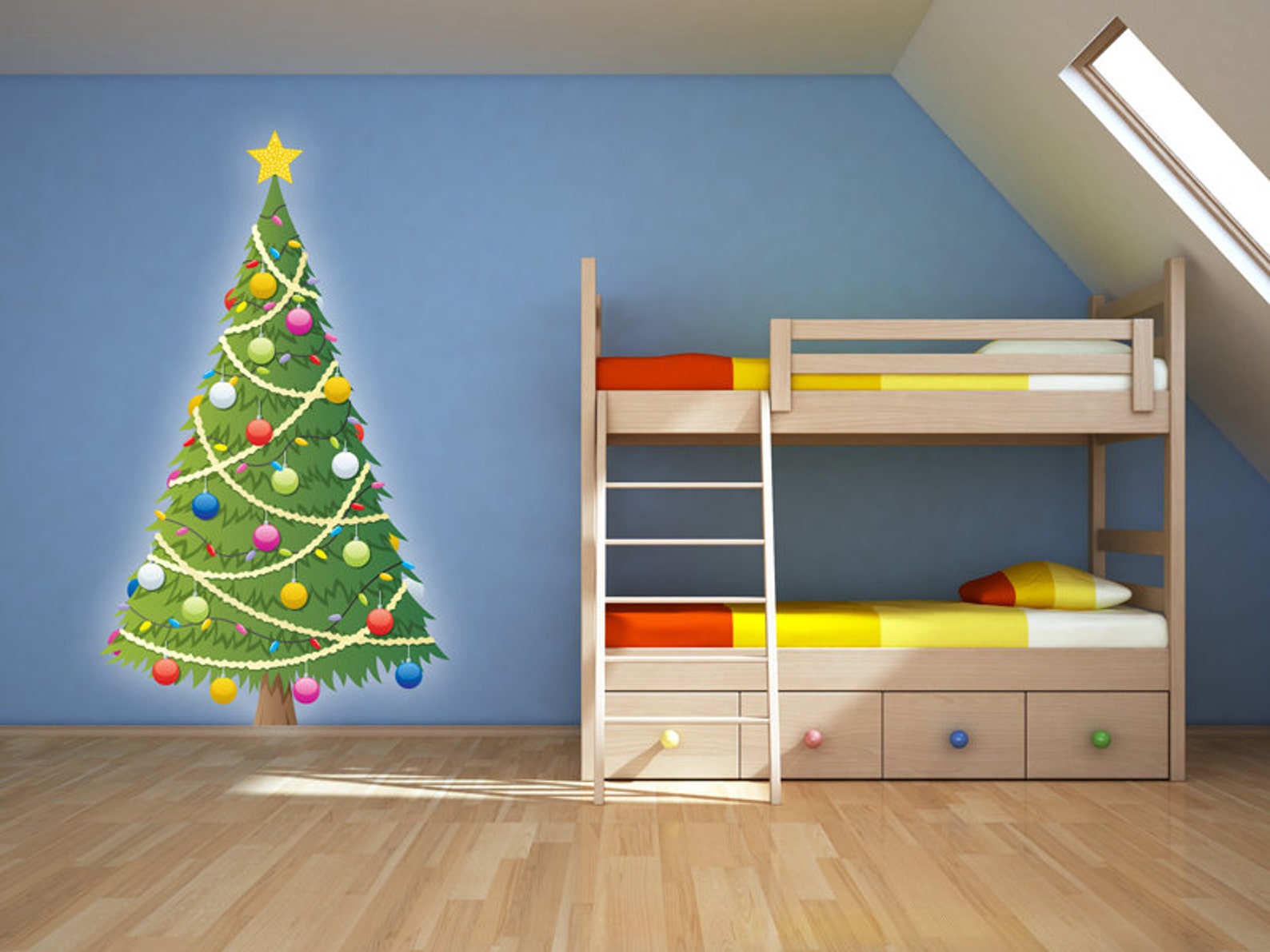 Removable Christmas Tree Decal Sticker Set Christmas Tree Etsy