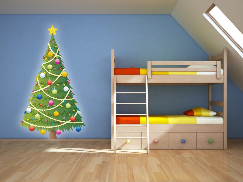 Removable Christmas Tree Decal Sticker Set Christmas Tree Kids Bedroom Stickers Vinyl Decals Vinyl Graphics Christmas Decor