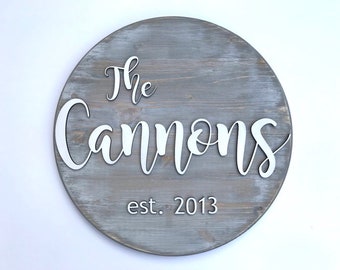 Personalized Family Name Wood Sign – 3D Lettering, Established Date