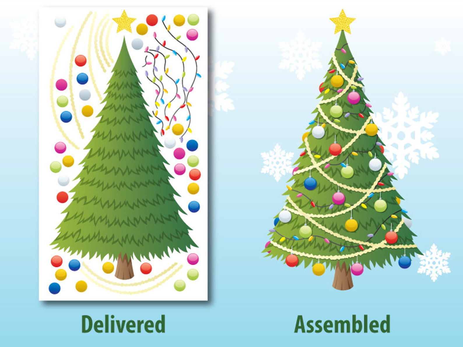 Removable Christmas Tree Decal Sticker Set Christmas Tree Etsy
