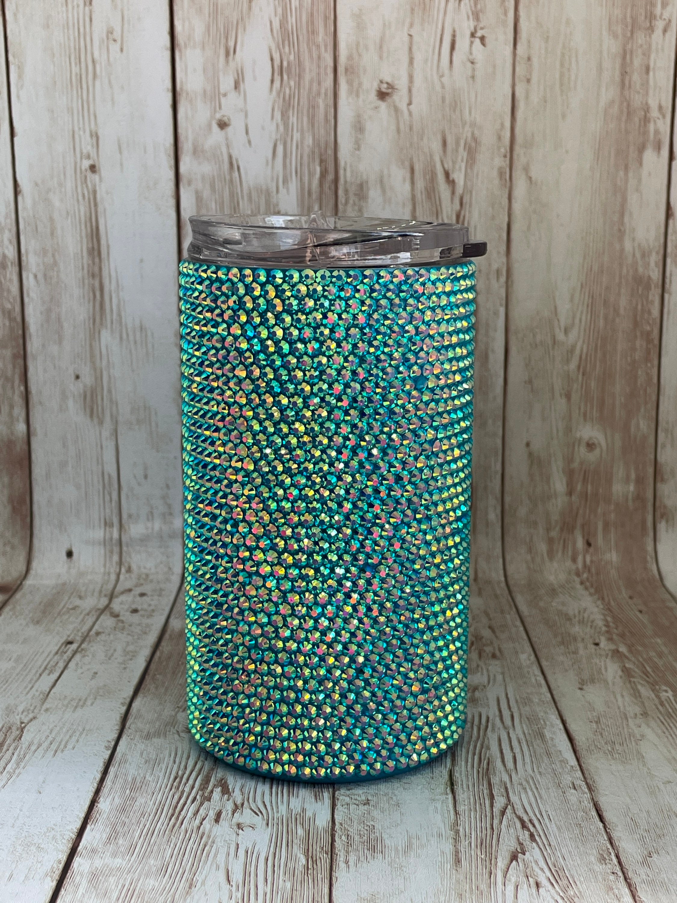14oz Turquoise Rhinestone Tumbler Etsy