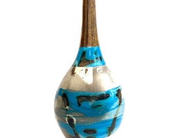 Pot / vase en céramique bleue avec lustre doré. Cadeau spécial pour un être cher. Améliorera également n’importe quel intérieur.