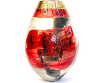 Red ceramic pot. Special gift for ceramic lovers or a classy enhancement for your home.