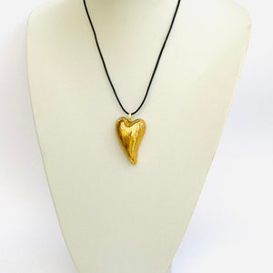 Gold heart pendant, gold heart earring set, gold heart necklace with matching heart earrings. Special birthday gift. image 5