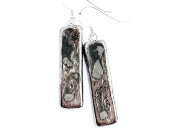 Rectangle silver ceramic earrings. Gift for a special friend. Mother’s Day gift.