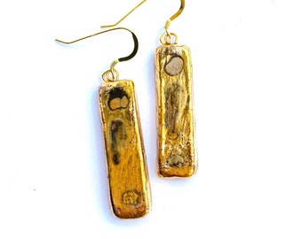 Gold rectangle earrings. Thoughtful gift especially for Mother’s Day!