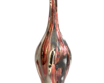 Large red bottle shape smoke-fired pot. Special gift for a friend and great for classy interiors!