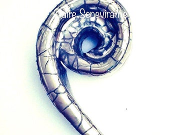 Silver spiral pendant, made from porcelain for a special birthday gift.