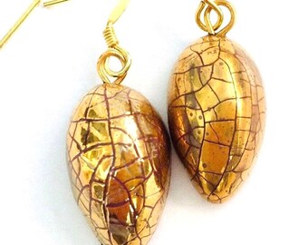 Gold teardrop earrings. Lightweight drop gold earrings. Special birthday gift.