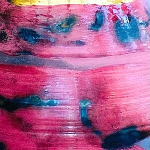 Red smoke-fired ceramic pot with gold lustre. special gift or enhance a contemporary interior. image 8