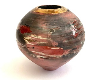 Red ceramic pot. Unique gift for a special friend.