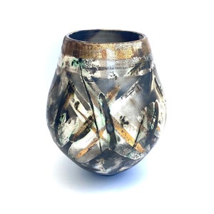 Pit-fired pot with gold. Thoughtful gift for a special friend. image 1