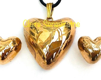 Gold Herz Halskette und Herz Ohrringe Set. Nachdenkliches Geschenk für einen besonderen Freund.