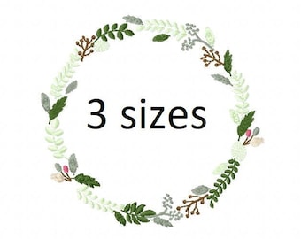 Floral Wreath Leaves Wreath Font Frame Design ARCHIVO DE DISEÑO DE BORDADO Descarga instantánea Vp3 Hus Dst Exp Jef Pes formato aro 4x4 5x7 6x10