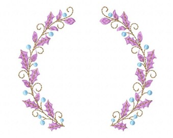 Berry Floral Flower Wreath Font Frame Design - EMBROIDERY DESIGN FILE - Instant download - Vp3 Hus Dst Exp Jef Pes format hoop 4x4 5x7 6x10