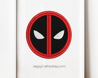 Deadpool logo embroidery design in applique and low density with several sizes digital file for embroidery machine