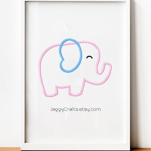 Cute Elephant Applique Baby Kids Machine Embroidery Design in 3 sizes