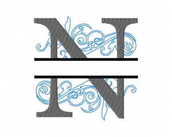 Split Monogram Embroidery Fonts, Monogram Font Design, Monogram Frame Embroidery Patterns, Monogram Letters N, Machine Embroidery Design