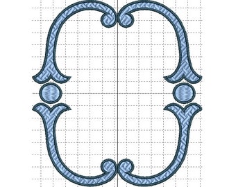 Simple vintage oval monogram font border frame in 5 sizes – instant download machine embroidery design