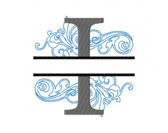 Embroidery Fonts Split Monogram, Monogram Fonts Design, Machine Embroidery Patterns, Monogram I, Hoop 4X4 5X7 6x10