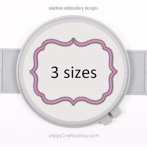 Fancy Decorative Rectangle Applique embroidery design Monogram Font Frame in 3 sizes instant download