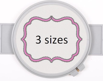 Fancy Decorative Rectangle Applique embroidery design Monogram Font Frame in 3 sizes instant download