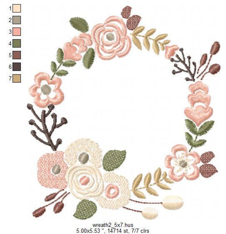 Floral wreath embroidery frame design for monogram with large  etsy Floral wreath embroidery frame design for monogram with large  etsy