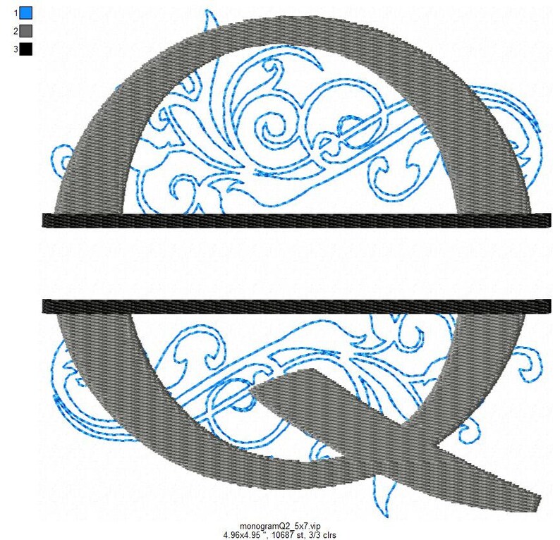 Split monogram q jessecmault design font with swirl motif  etsy