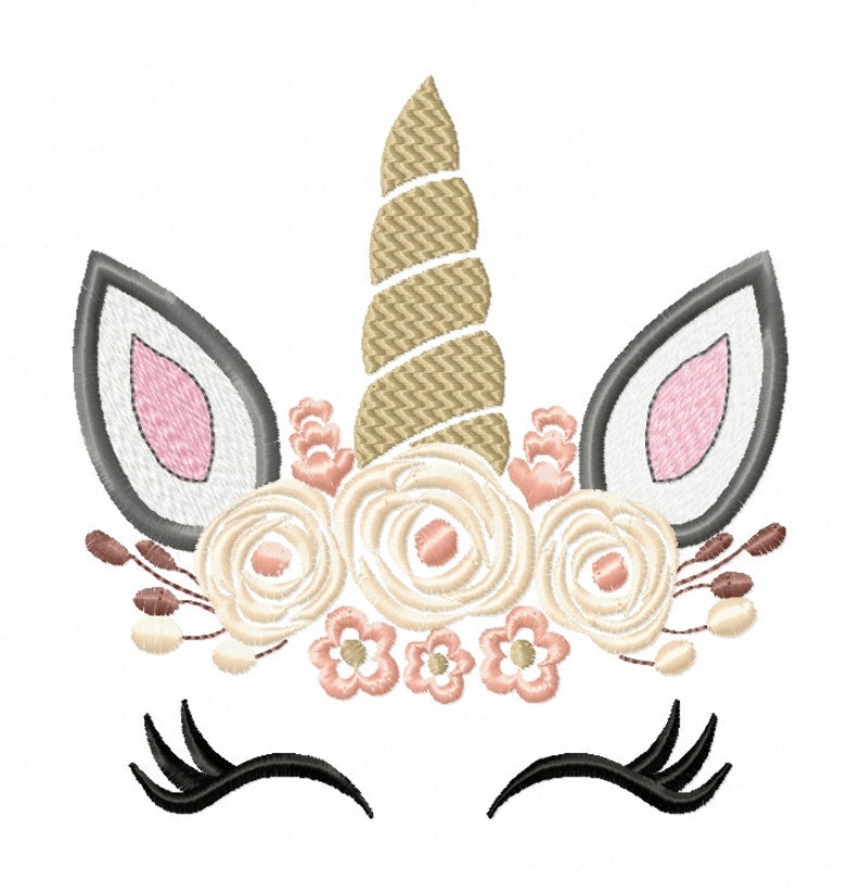 Pretty Unicorn Eyes Head Floral Design Unicorn EMBROIDERY Etsy