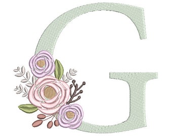 Floral Monogram Embroidery Fonts Design Bundle Flower Bunch Motif Design LETTER G Machine Embroidery Instant Download